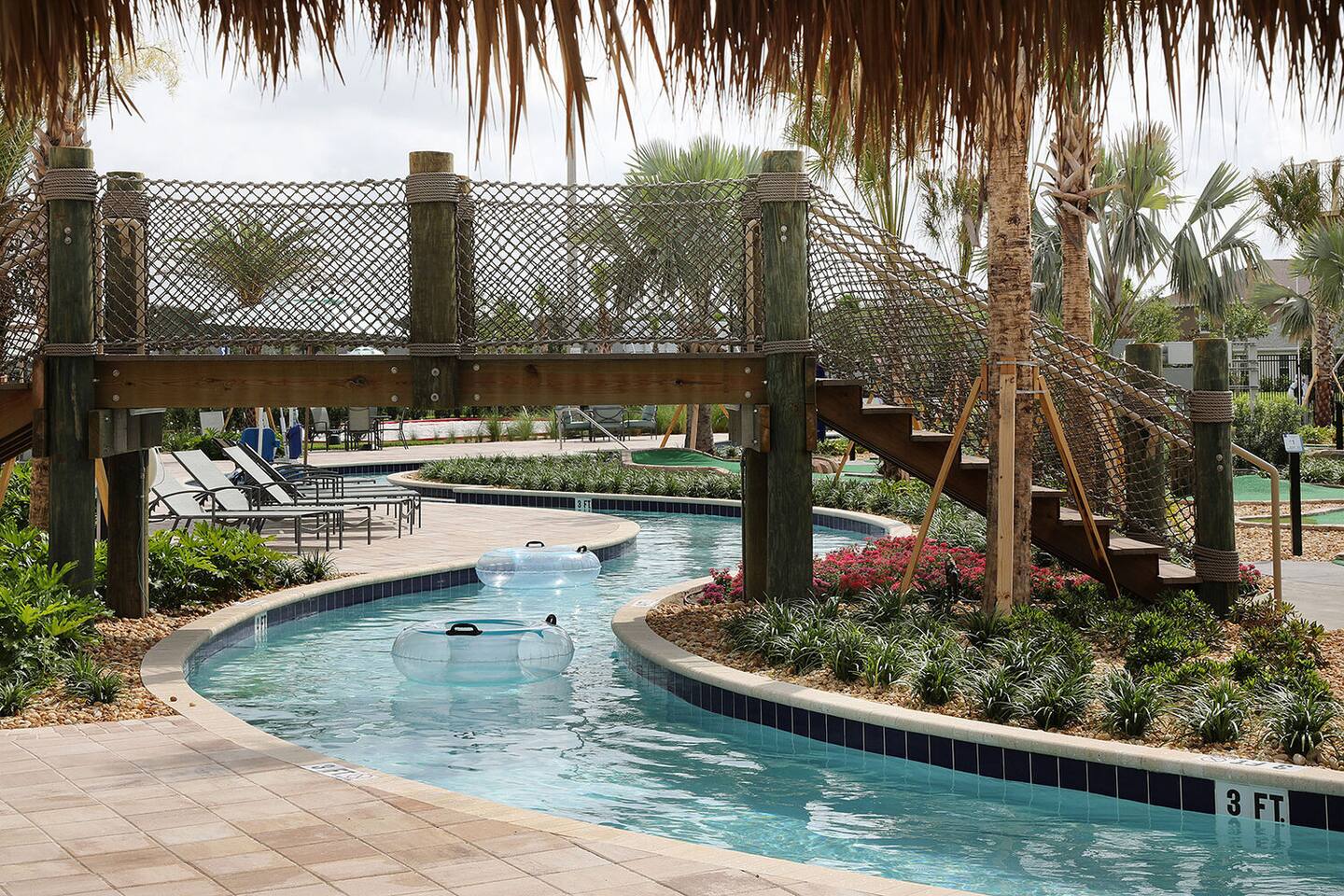 Lazy river with float tubes at the resort
