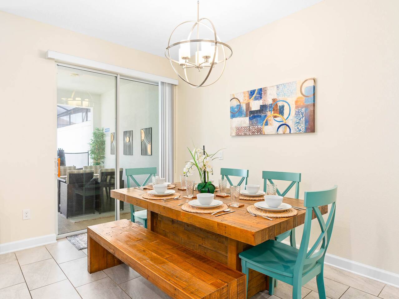 Gather around the stunning wooden table for unforgettable meals and memories!
