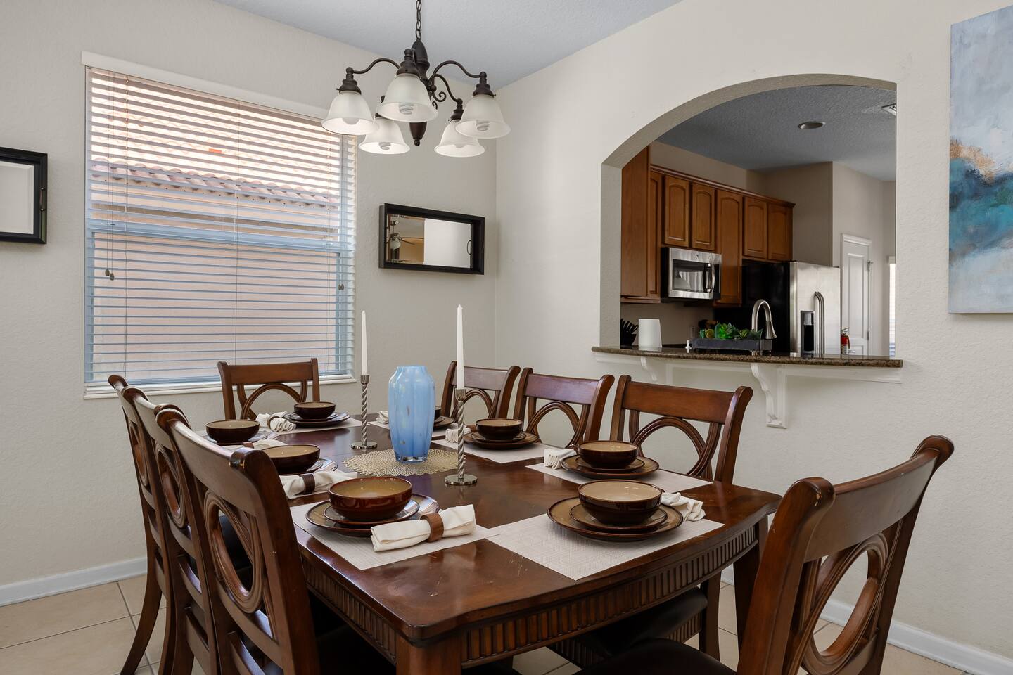 Gather around for memorable meals in this beautifully set dining space!