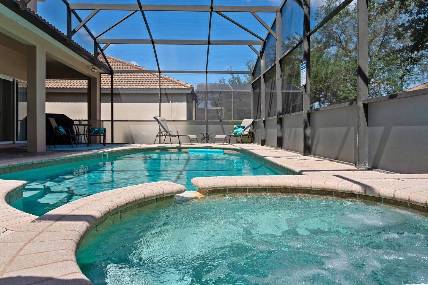 Pool Area: Splash into relaxation with a private pool and bubbling spa under sun