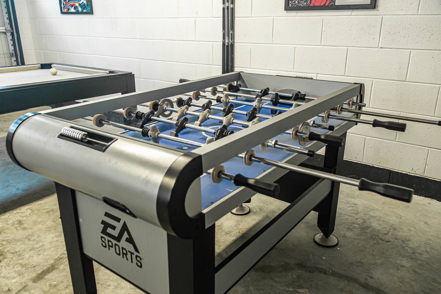 Foosball table in the garage game room.