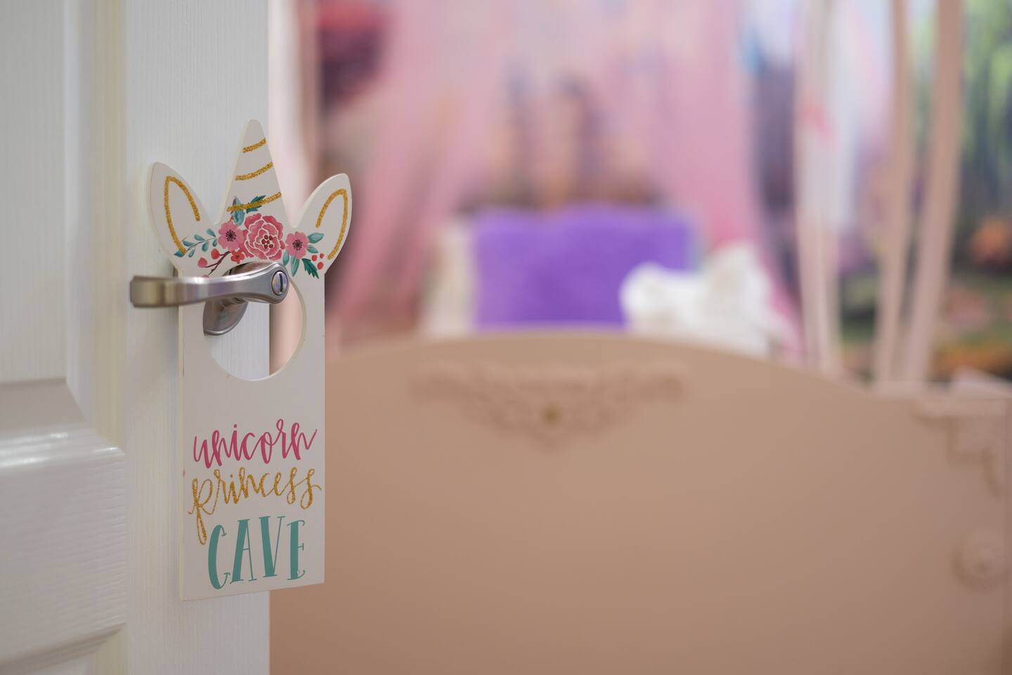Every princess needs her own door sign — welcome to the Unicorn Princess Cave.