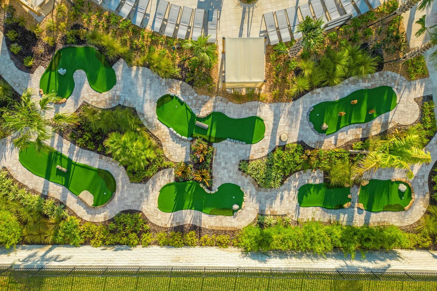 Aerial view of the resort's mini-golf putting course