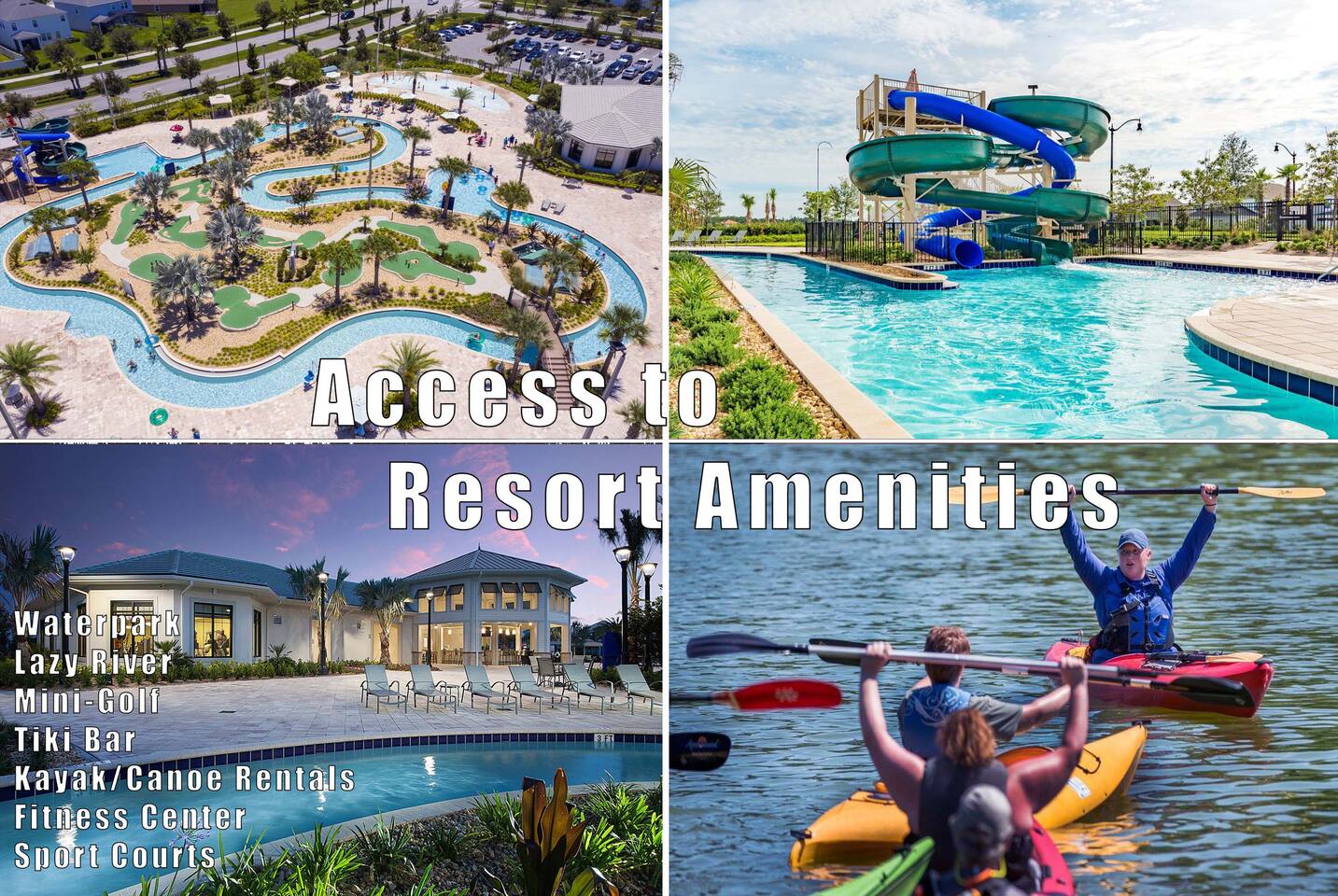 Storey Lake resort amenities — waterpark, lazy river, and clubhouse