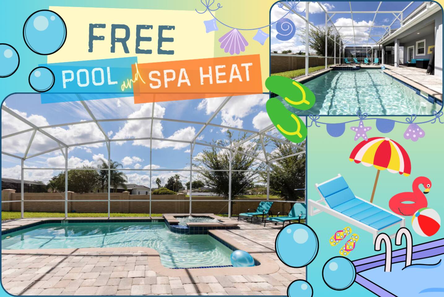 Enjoy your own private oasis—our pool and spa are heated year-round at no extra 