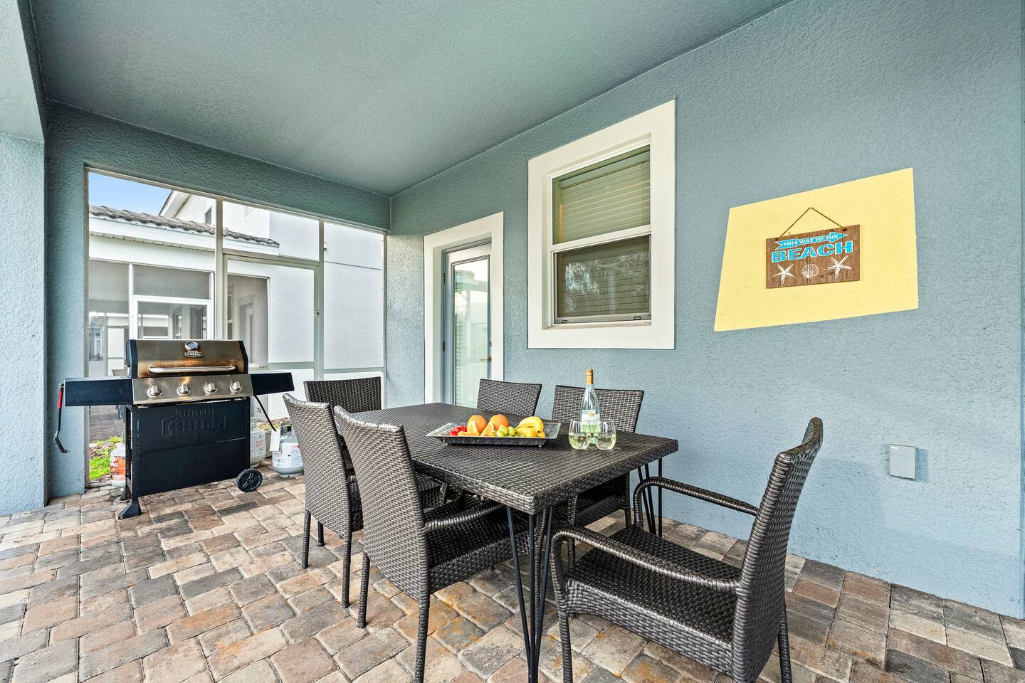 Outdoor Dining Area: Enjoy delicious meals alfresco with a BBQ grill and fresh F