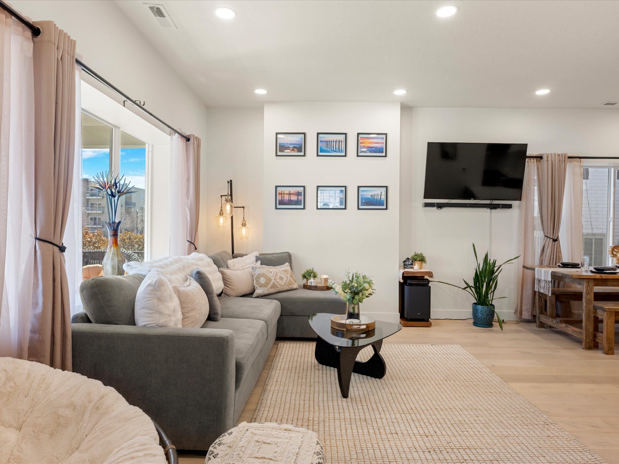 Cozy living room with smart TV