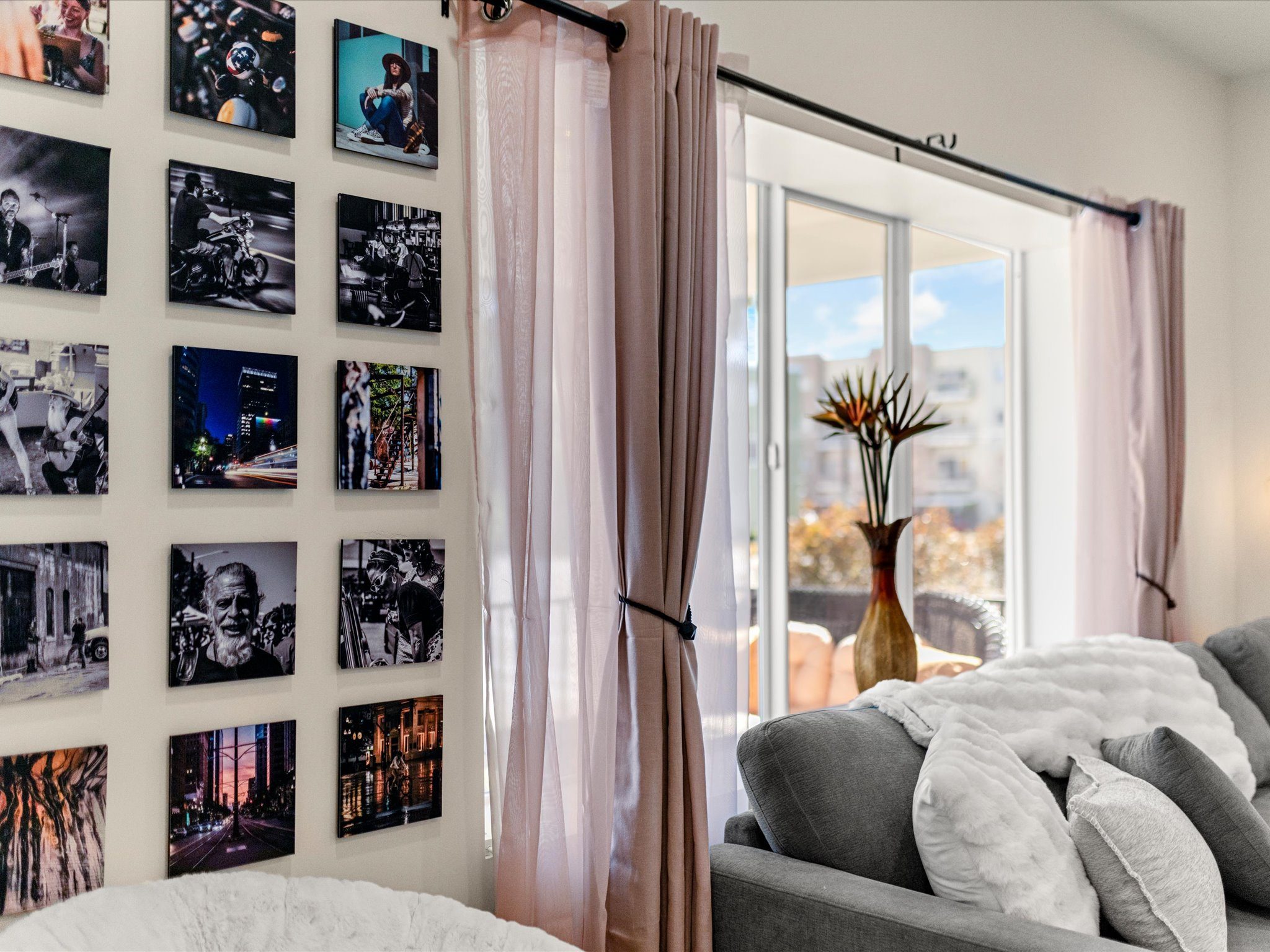 Gallery wall and cozy seating