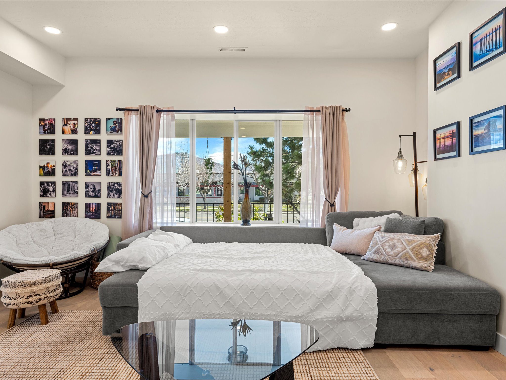Pullout sofa bed and big window views