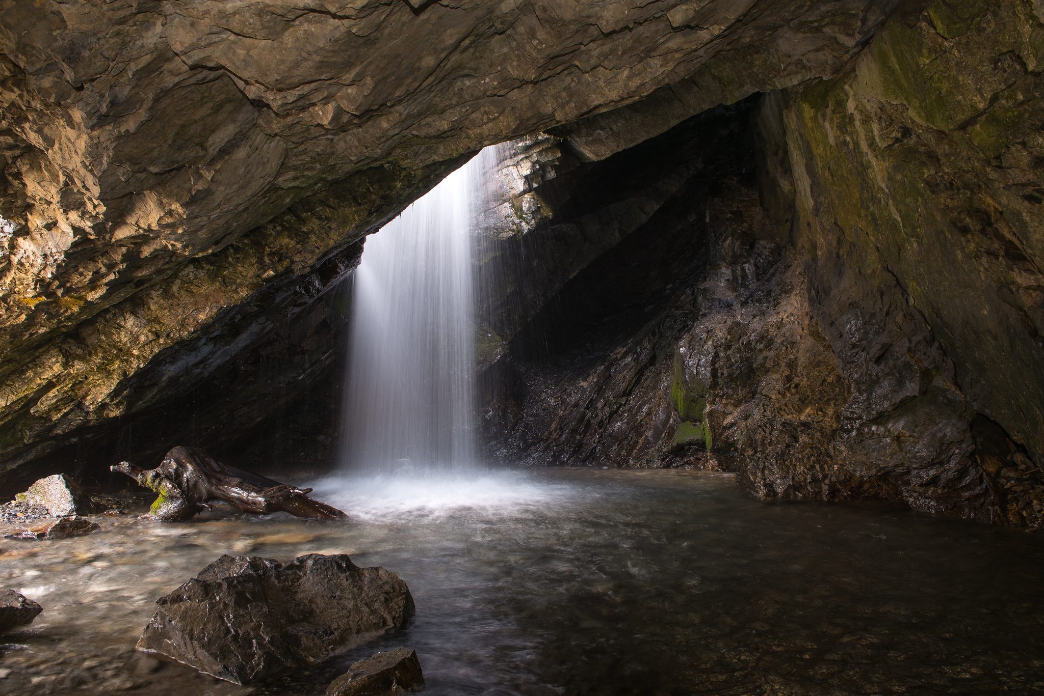 Waterfall inside a cavern at a nearby canyon