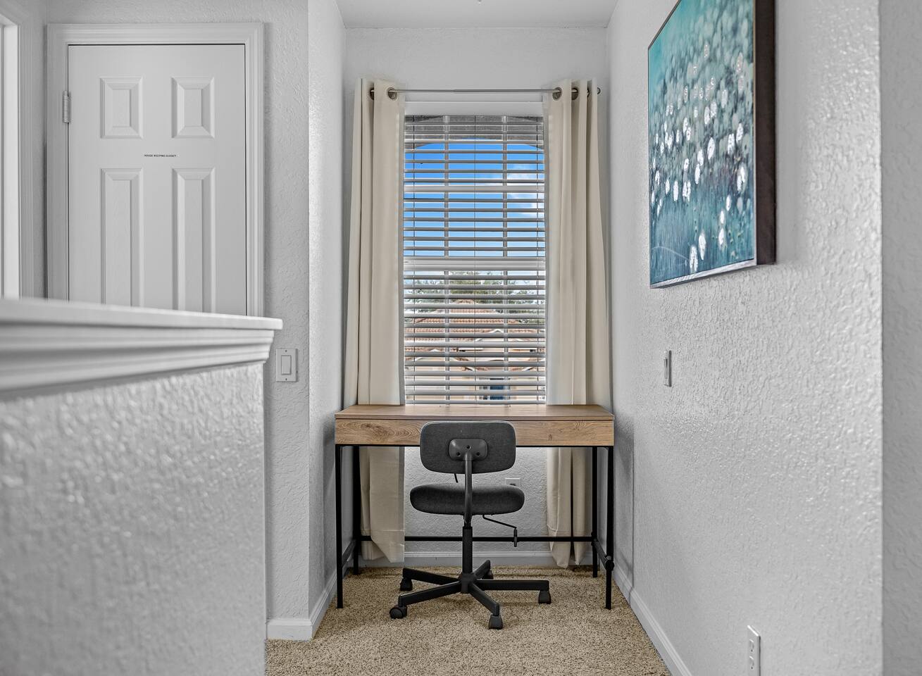 Quiet desk nook — a handy workspace for catching up on email.