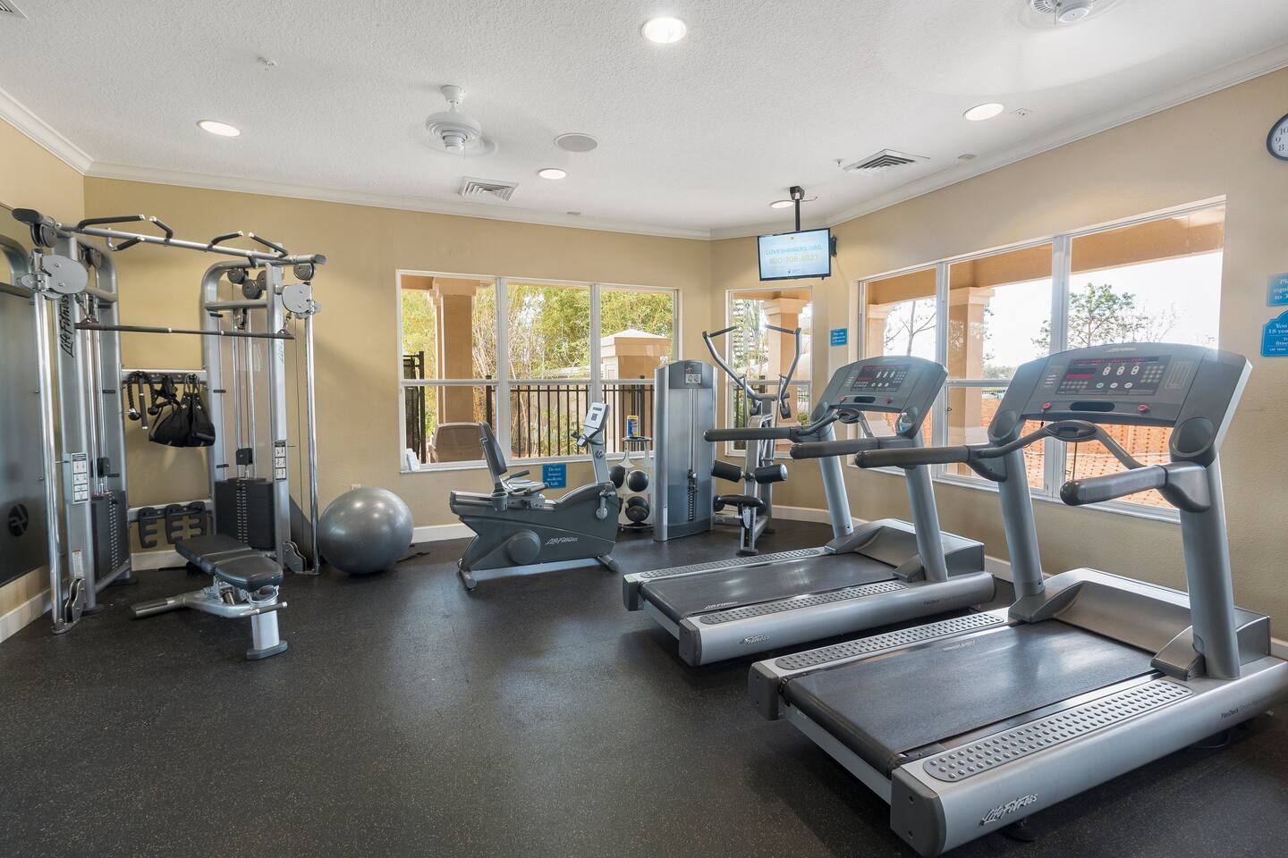 Fitness center at the Windsor Hills clubhouse.