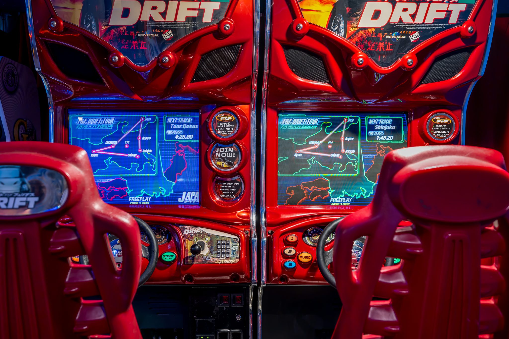 Head-to-head racing fun: dual drift arcade machines on-site
