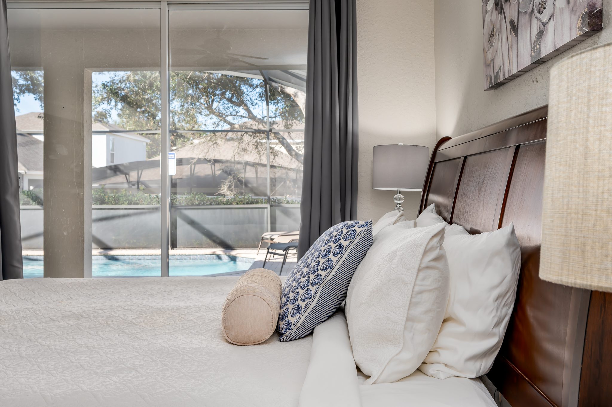Cozy poolside bedroom