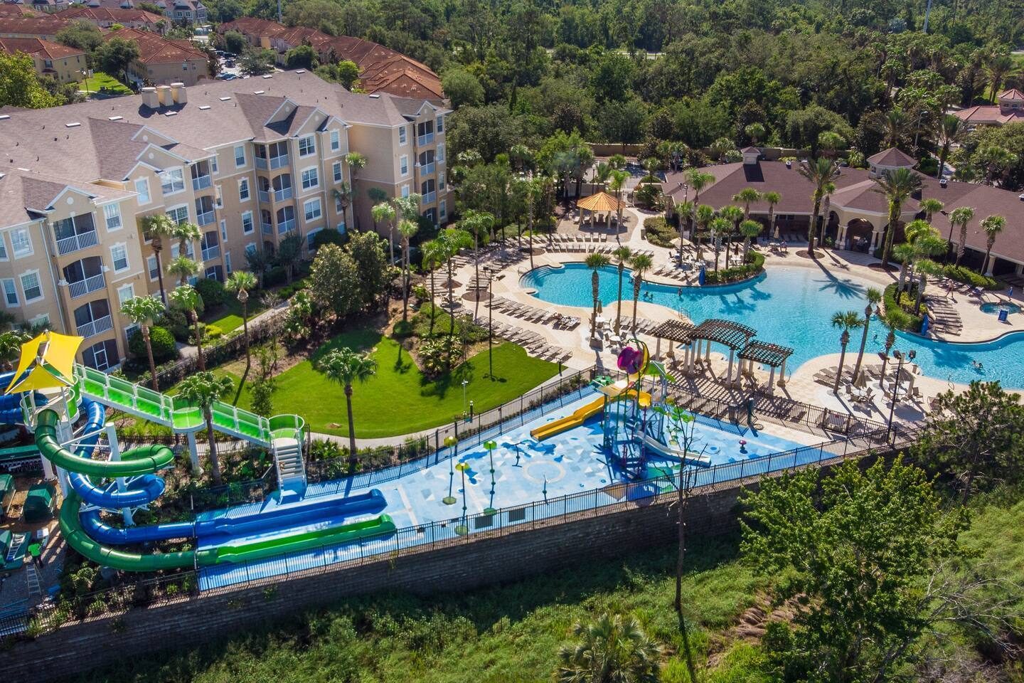 Splash Zone: Dive into fun with slides and pools in this vibrant outdoor paradis