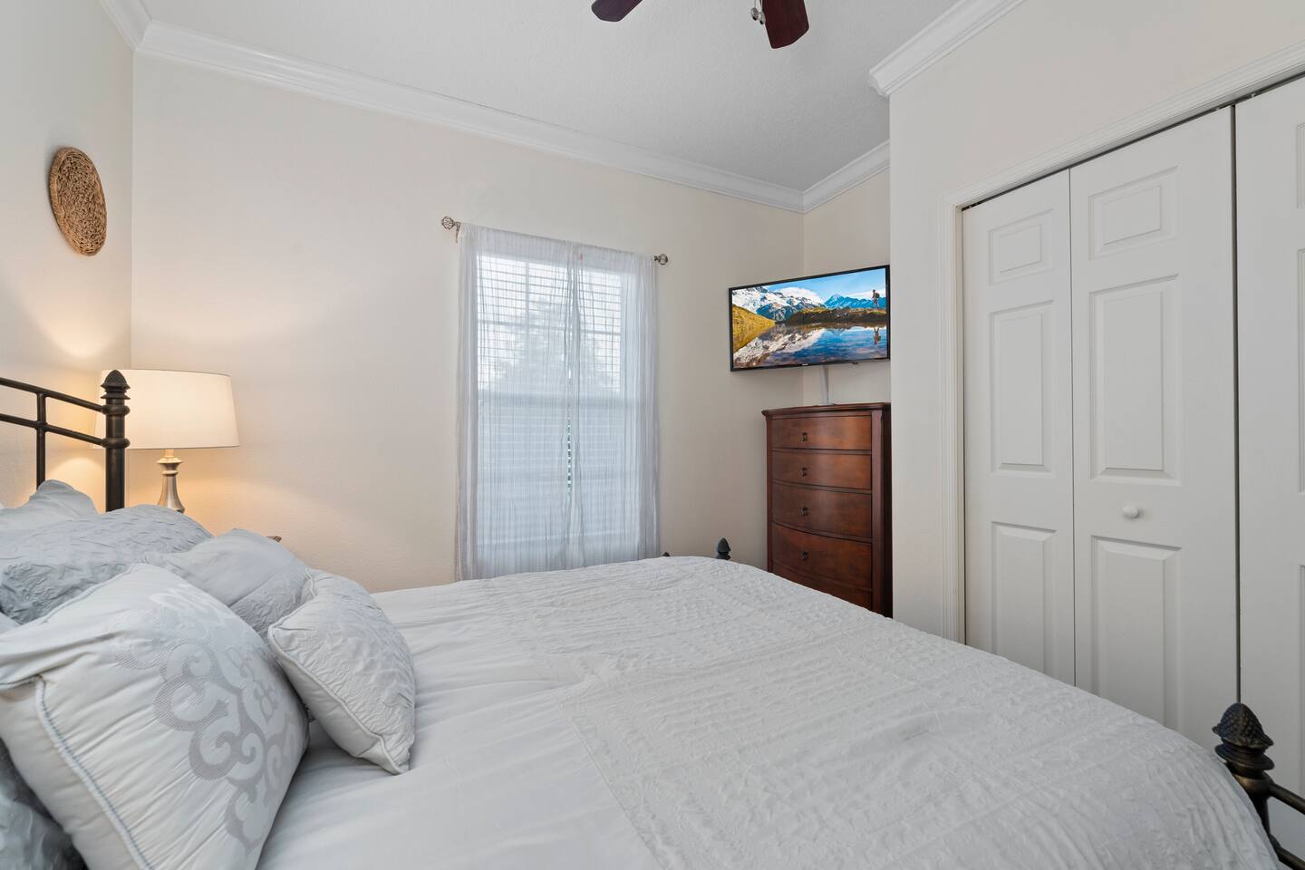 Relax in style with plush bedding and a view to inspire!