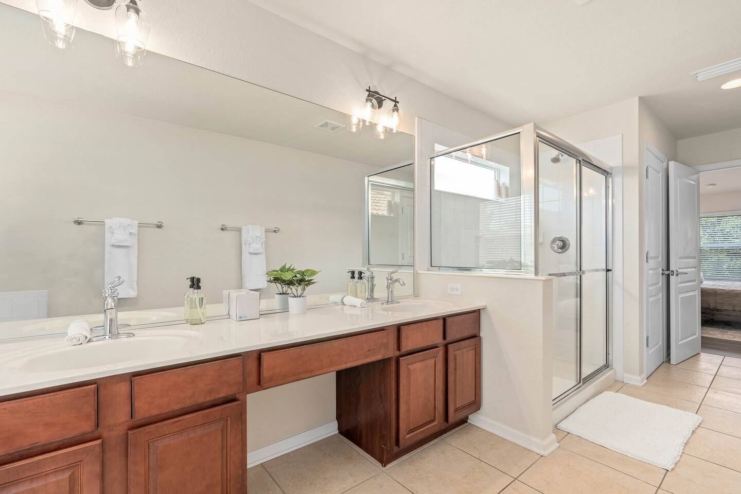 Spacious vanity and luxurious shower for ultimate relaxation!