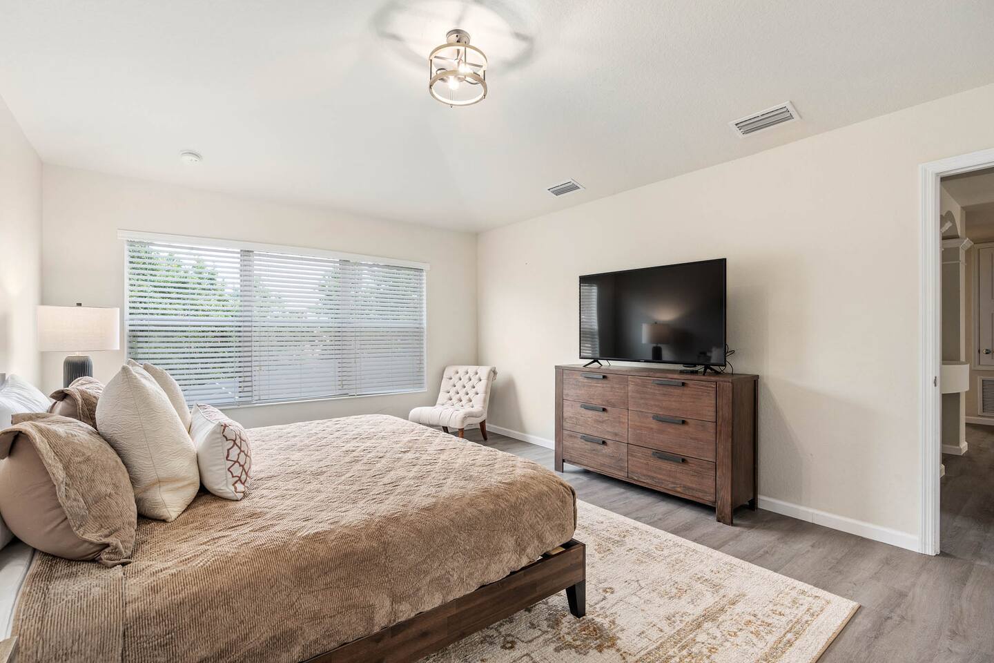 Enjoy restful nights with plush bedding and bright, airy views!
