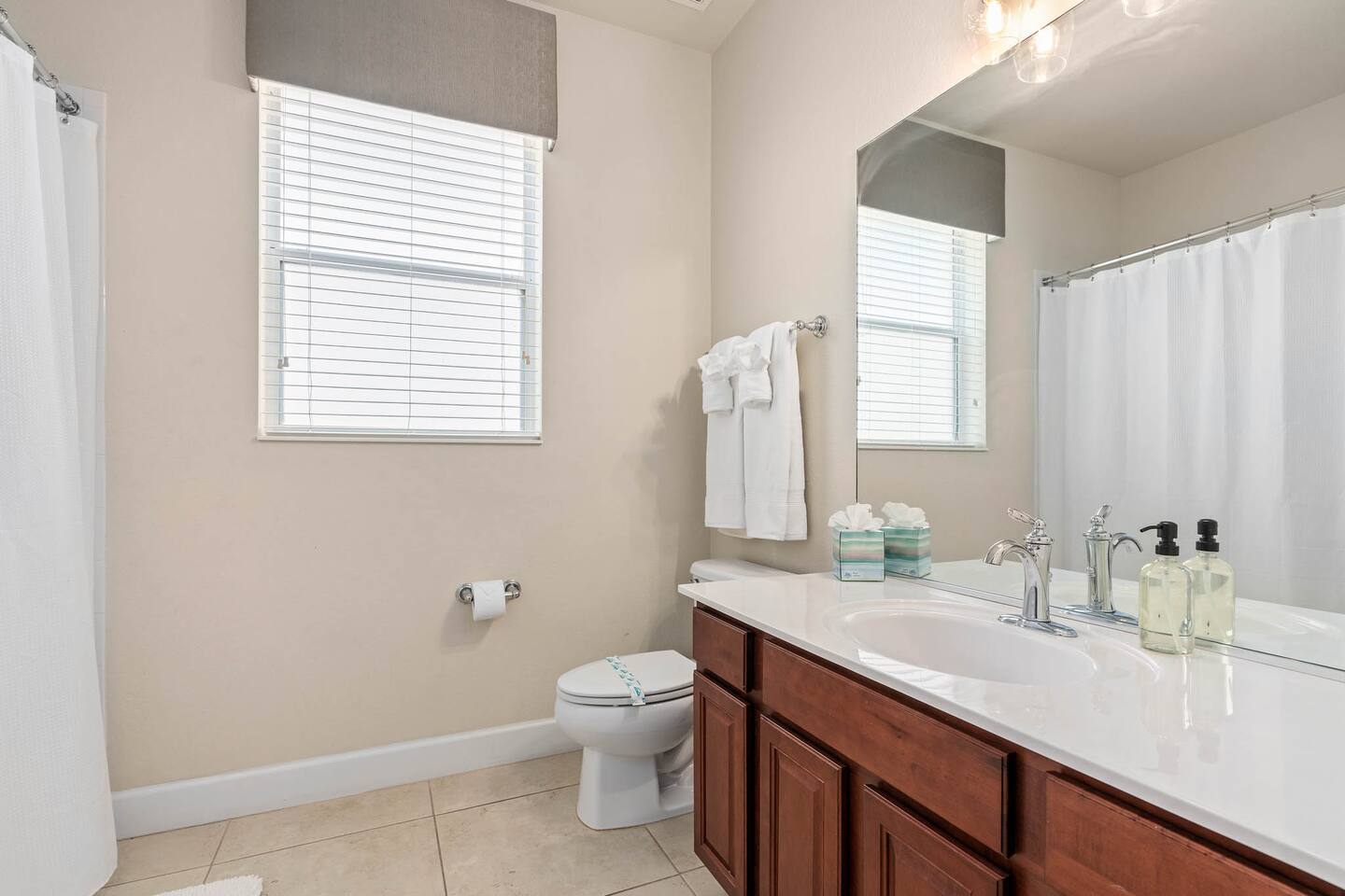 Modern fixtures, natural light, and fresh linens for your retreat!