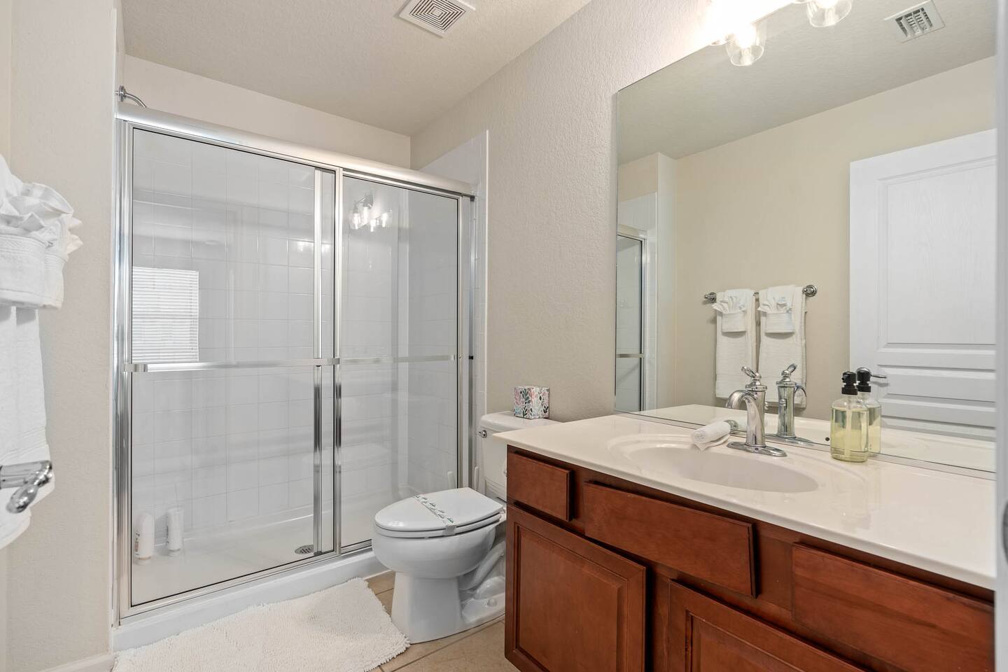 Brightly lit with modern fixtures, enjoy a refreshing retreat to recharge!