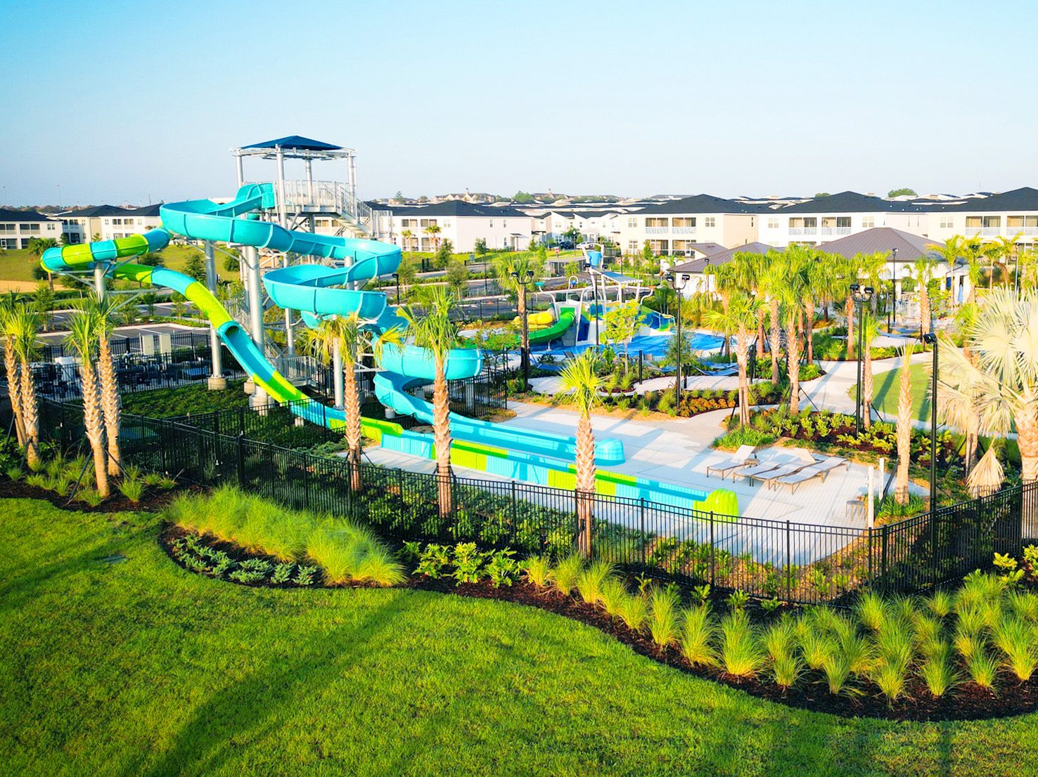 Resort access: outdoor water park with tube slides